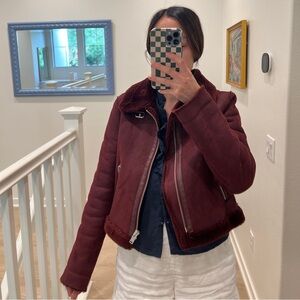 Burgundy cropped aviator jacket